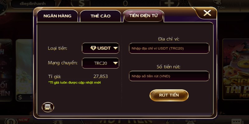 Điền số tiền bạn muốn rút và kiểm tra thật kỹ trước khi xác nhận